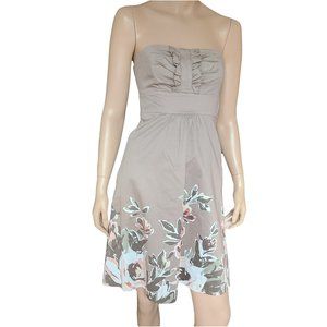 RW&CO Taupe Cotton Blend Strapless Sundress 0